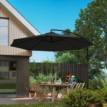 9.7ft Offset Patio Umbrella, Crank, Black Offset Cantilever Umbrellas at Gallery Canada