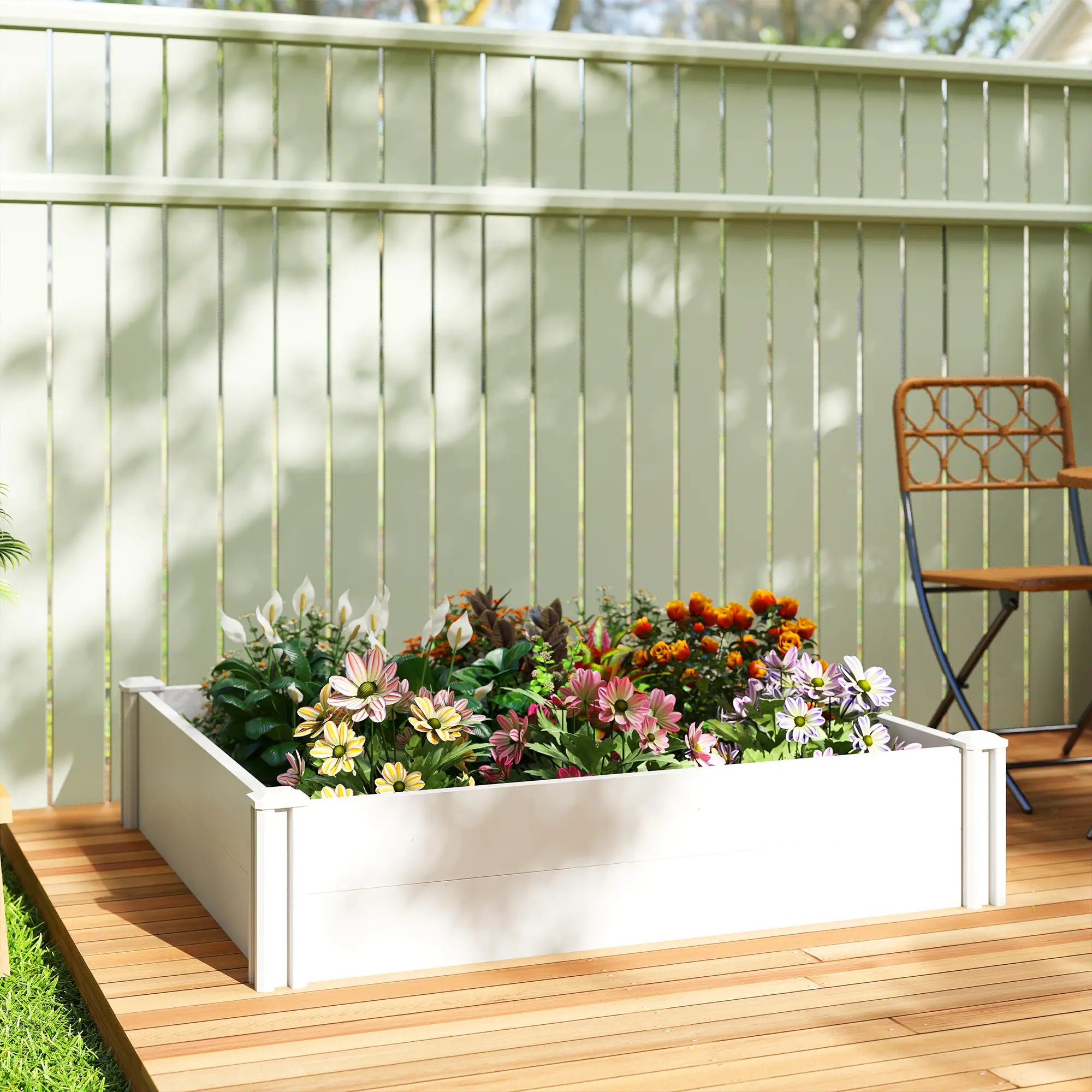White Vinyl Raised Garden Bed Kit, 3 x 3 x 1ft Modular Elevated Box, White Raised Garden Beds at Gallery Canada