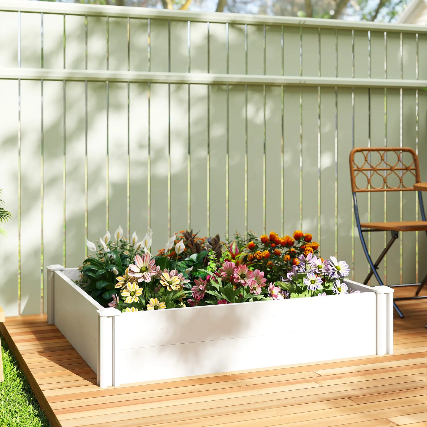 White Vinyl Raised Garden Bed Kit, 3 x 3 x 1ft Modular Elevated Box, White Raised Garden Beds at Gallery Canada