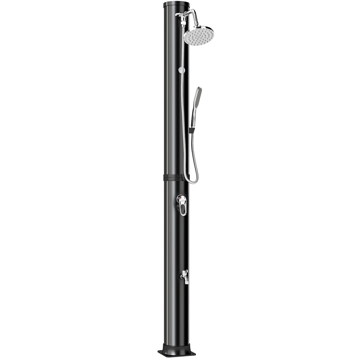 10.6 Gal Solar Heated Outdoor Shower, 7.2 FT, 2 Shower Heads Outdoor Swimming Pools & Hot Tubs Black at Gallery Canada