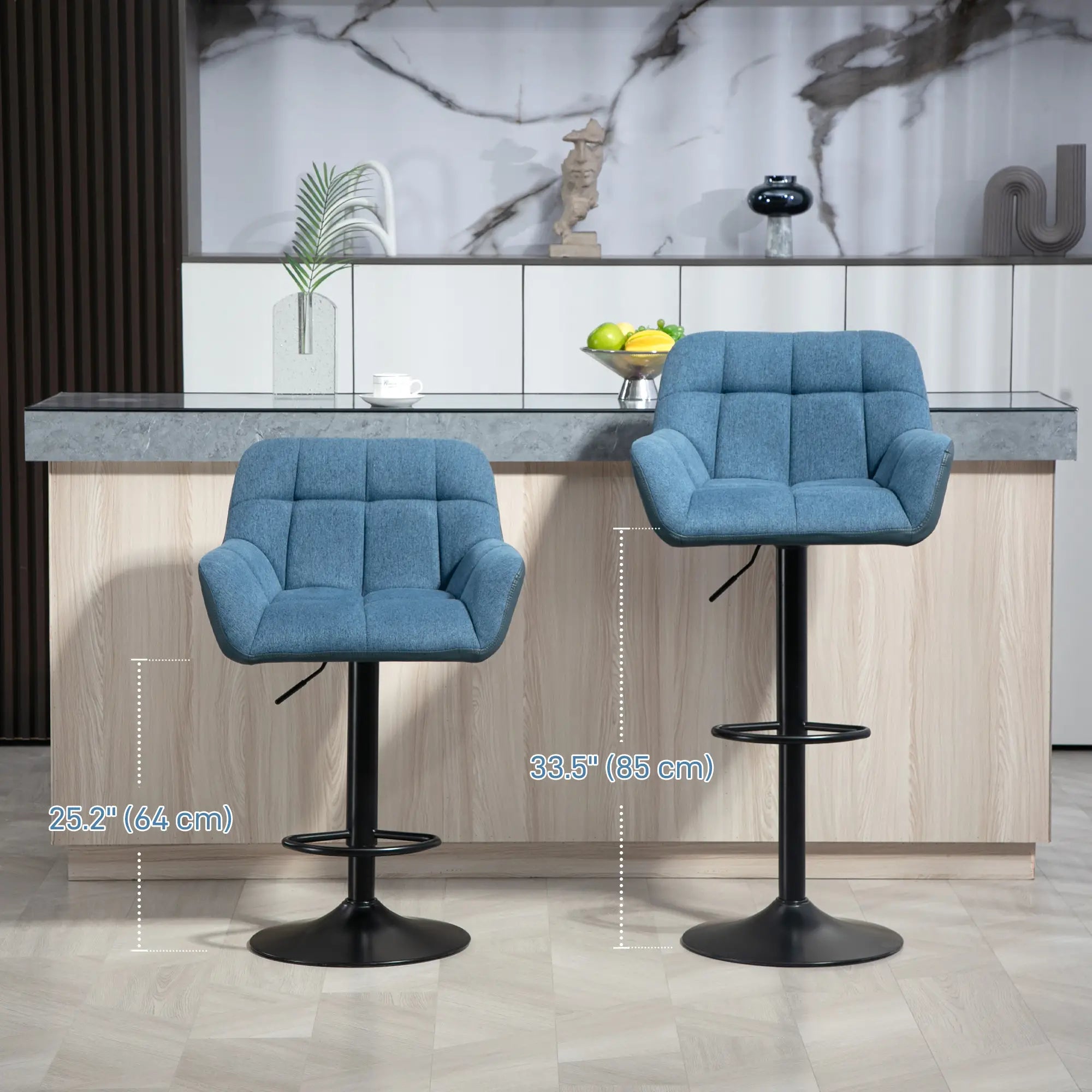 Swivel Barstools Set of 2, Adjustable with Footrest, Dark Blue Bar Stools at Gallery Canada