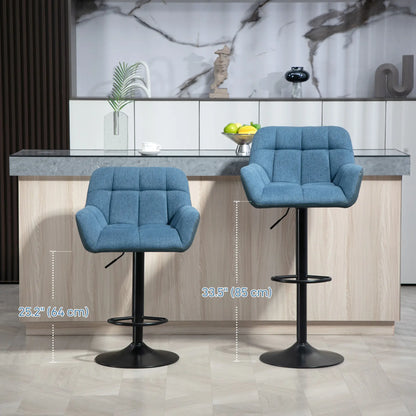 Swivel Barstools Set of 2, Adjustable with Footrest, Dark Blue Bar Stools at Gallery Canada