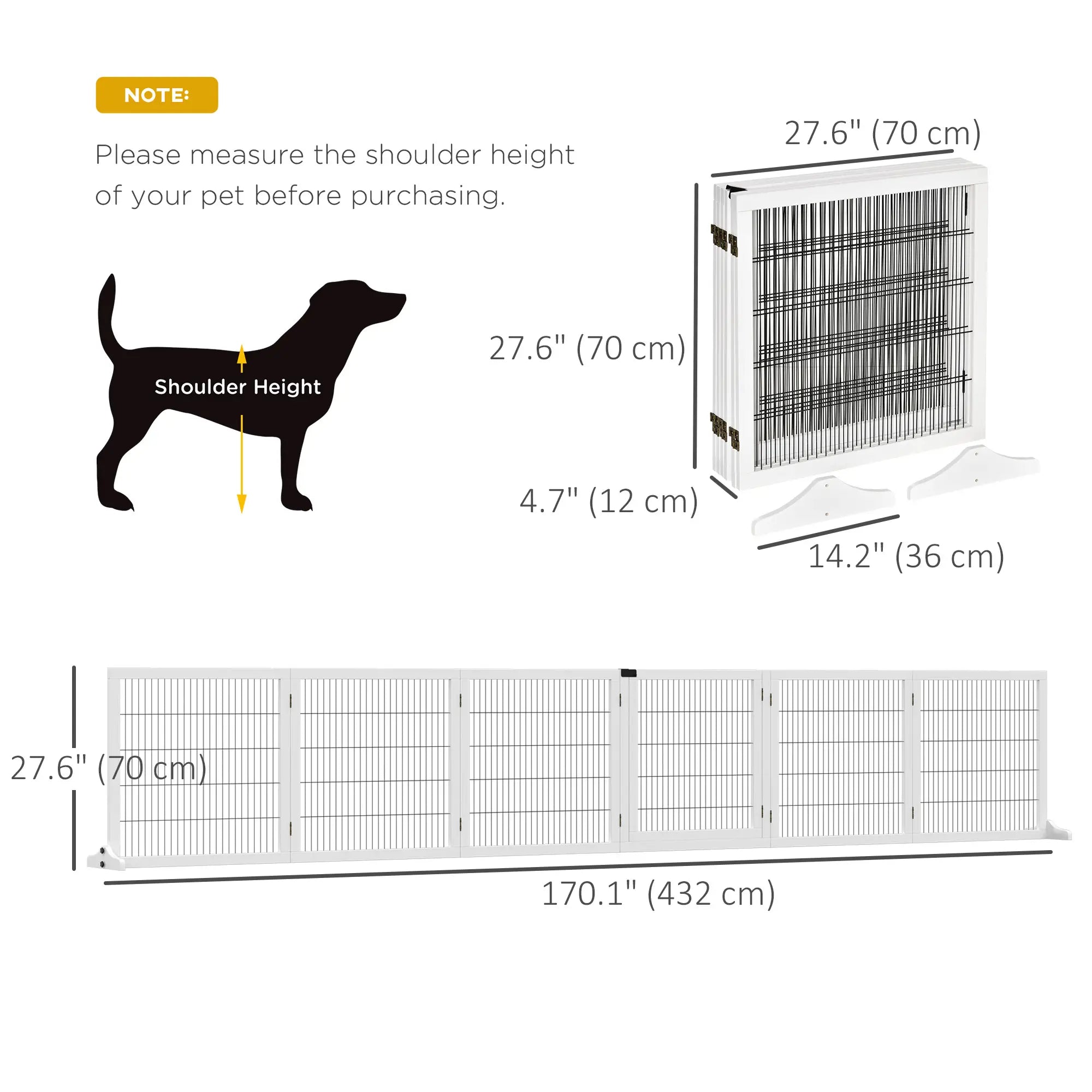 Wooden Freestanding Pet Gate, 2 Support Feet, White Houses, Kennels & Pens at Gallery Canada