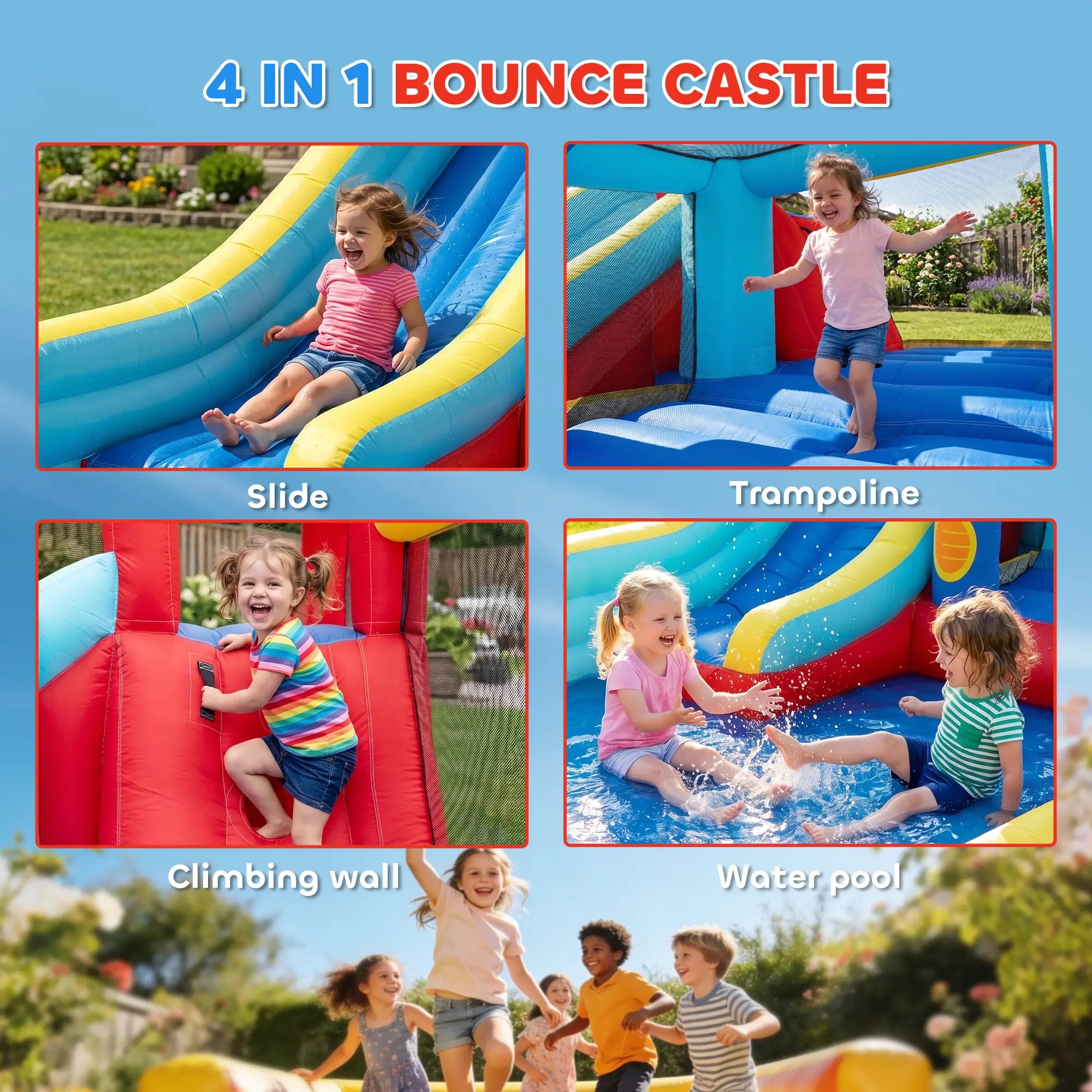 Inflatable Bounce House, 14.3 x 8FT, 4 in 1 With Slide, Climbing Wall Inflatables at Gallery Canada