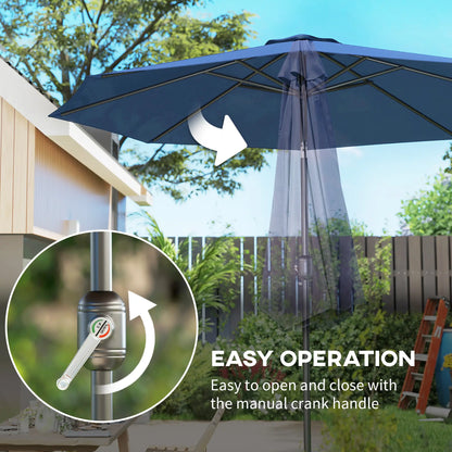 10' X 8' Round Market Umbrella, Blue
