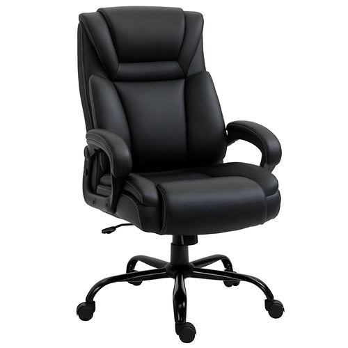 PU Leather Executive Office Chair, High Back, Adjustable Height, 400LBS, Black