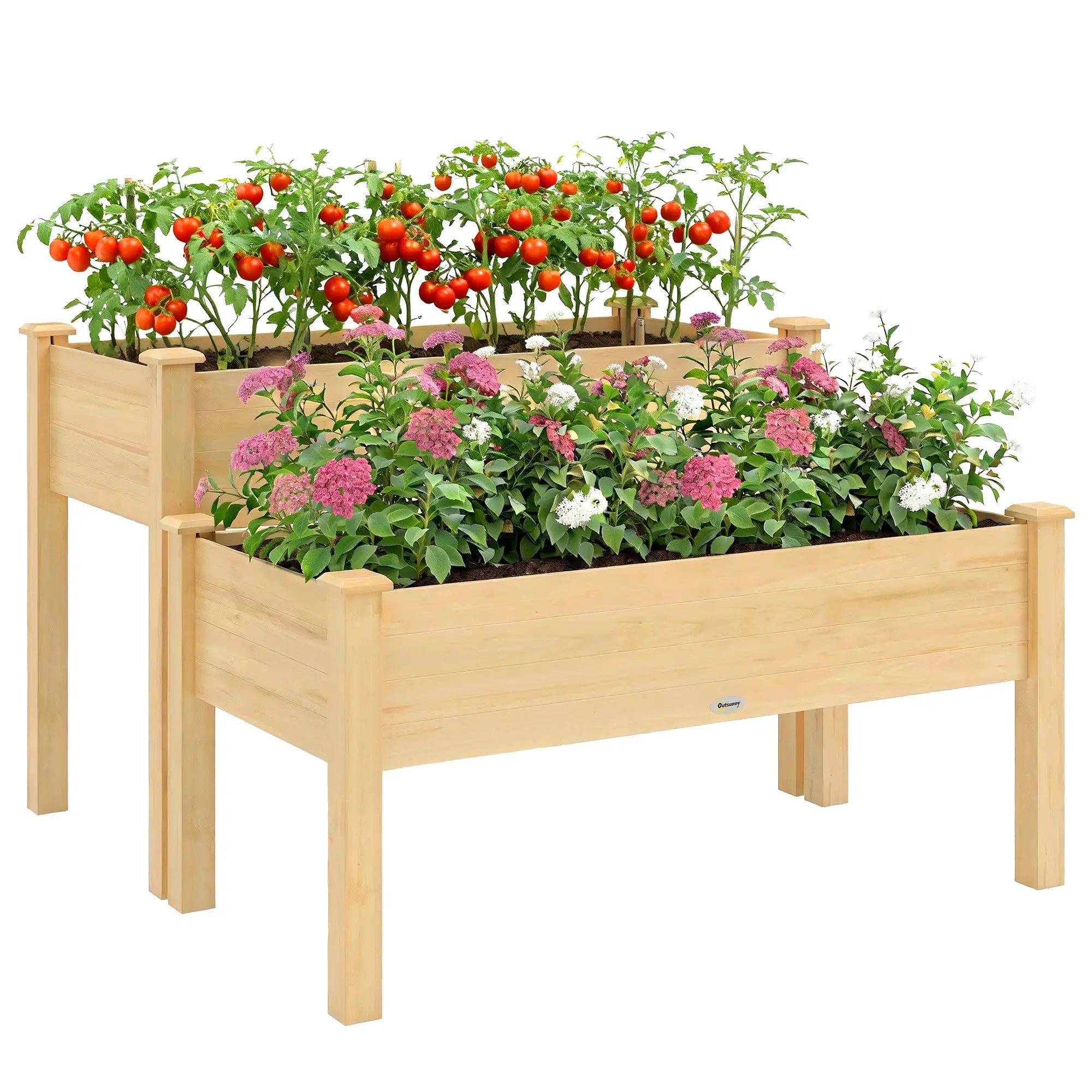 2 Tier Wood Plant Raised Bed, Grow Box Stand, Garden Step Planter Elevated Garden Beds at Gallery Canada