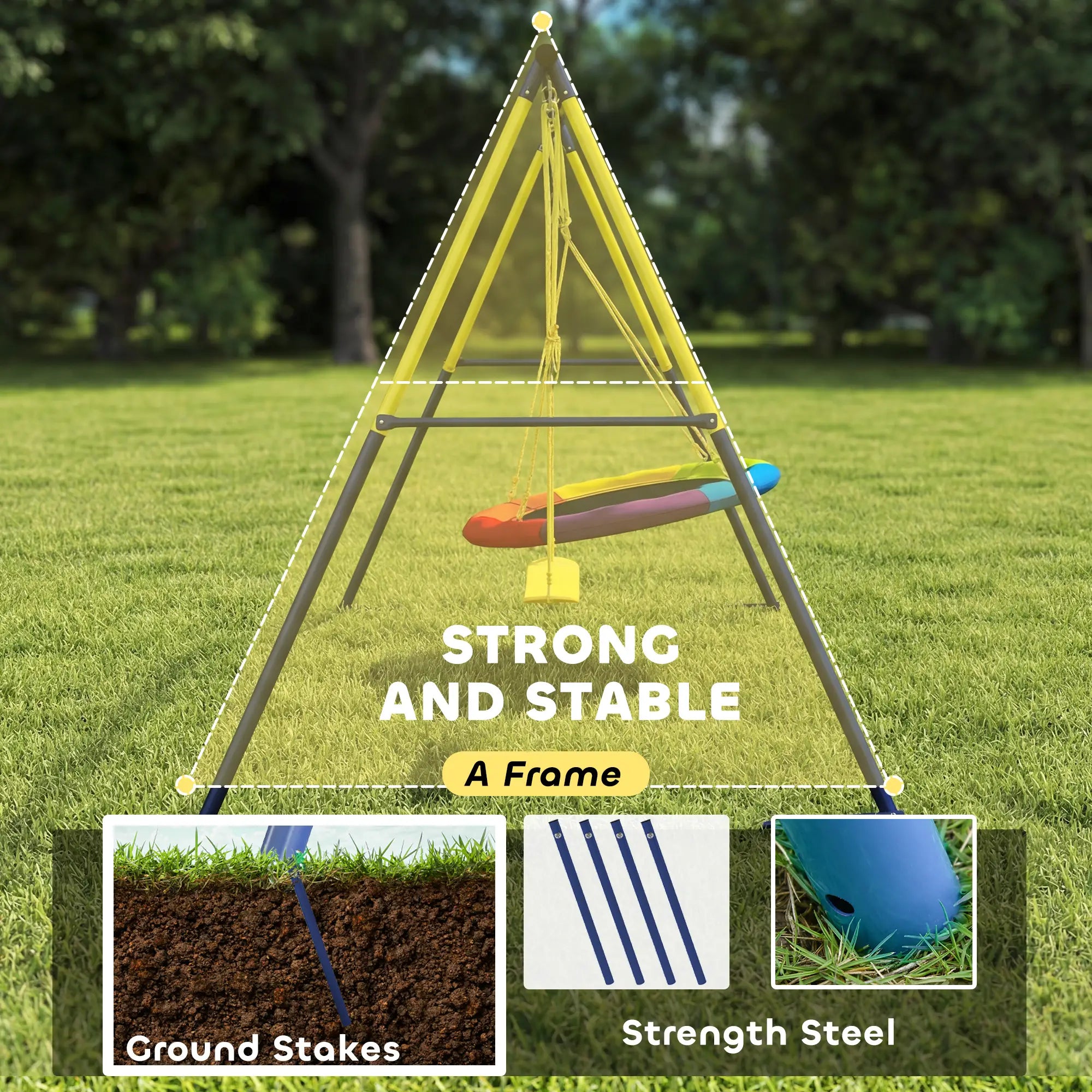 Kids Swing Set With Double Swings, Adjustable Ropes, Metal Frame Gym Sets & Swings at Gallery Canada