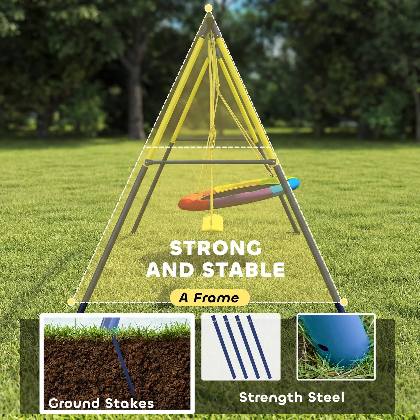 Kids Swing Set With Double Swings, Adjustable Ropes, Metal Frame Gym Sets & Swings at Gallery Canada