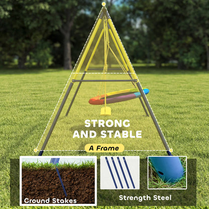 Kids Swing Set With Double Swings, Adjustable Ropes, Metal Frame Gym Sets & Swings at Gallery Canada