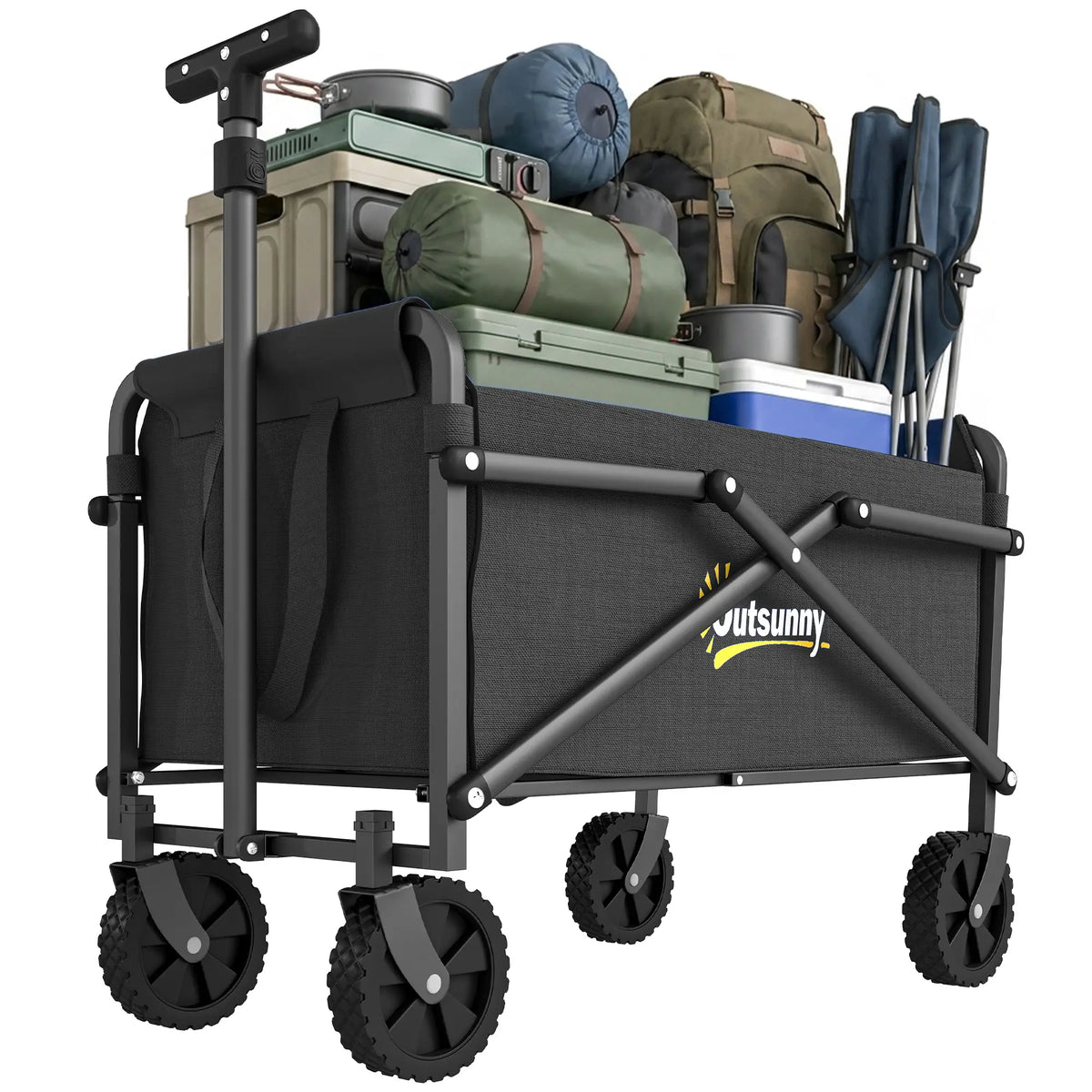 Small Collapsible Garden Cart, Heavy Duty, Universal Wheels, Adjustable Handle, Black Folding Garden Carts at Gallery Canada