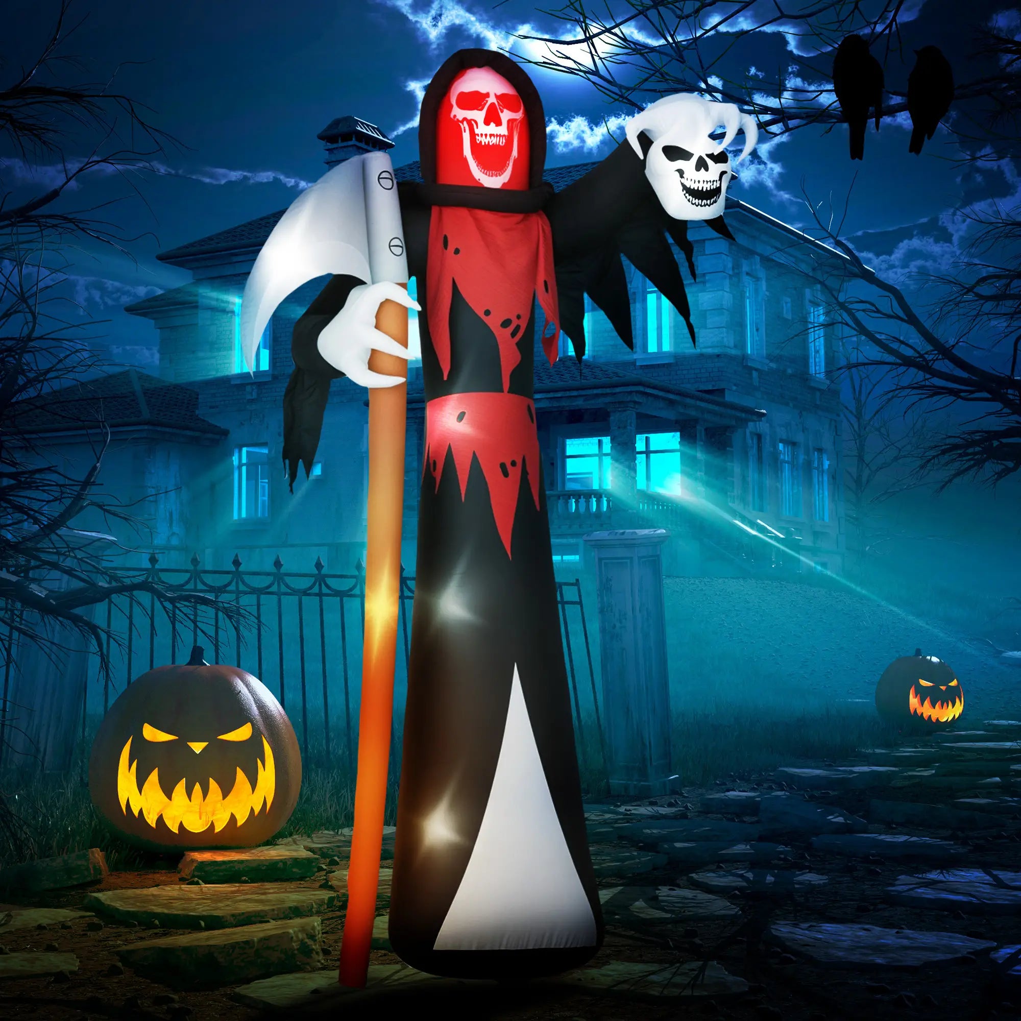 12 FT Halloween Inflatable Grim Reaper, Garden Decor with Lights Halloween Decorations at Gallery Canada
