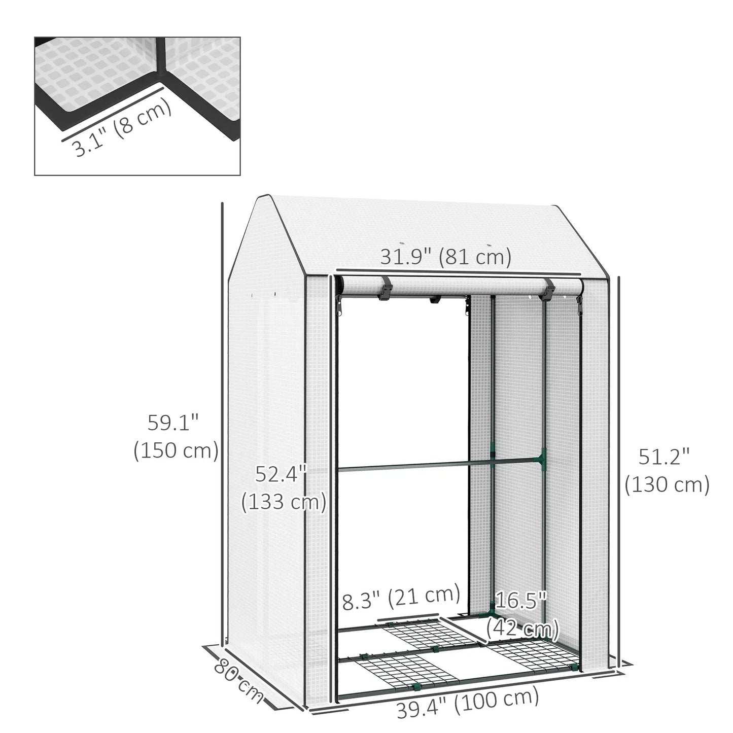 Mini Greenhouse With 4 Wire Shelves, Portable, 39.4" x 31.5" x 59.1", White Mini Greenhouses at Gallery Canada