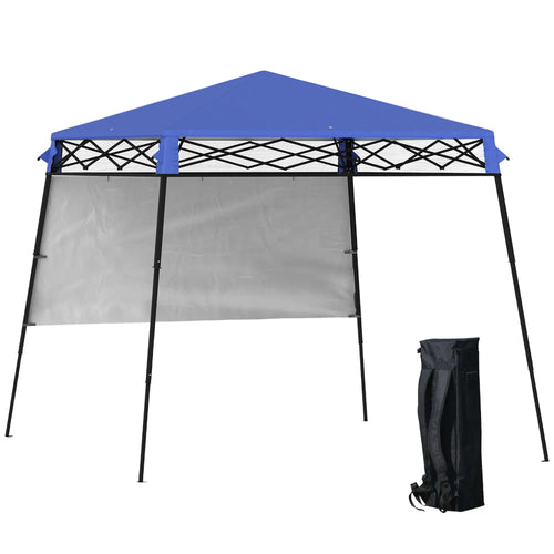 7' x 7' Foldable Pop Up Gazebo Tent, Adjustable Legs, Black, Blue
