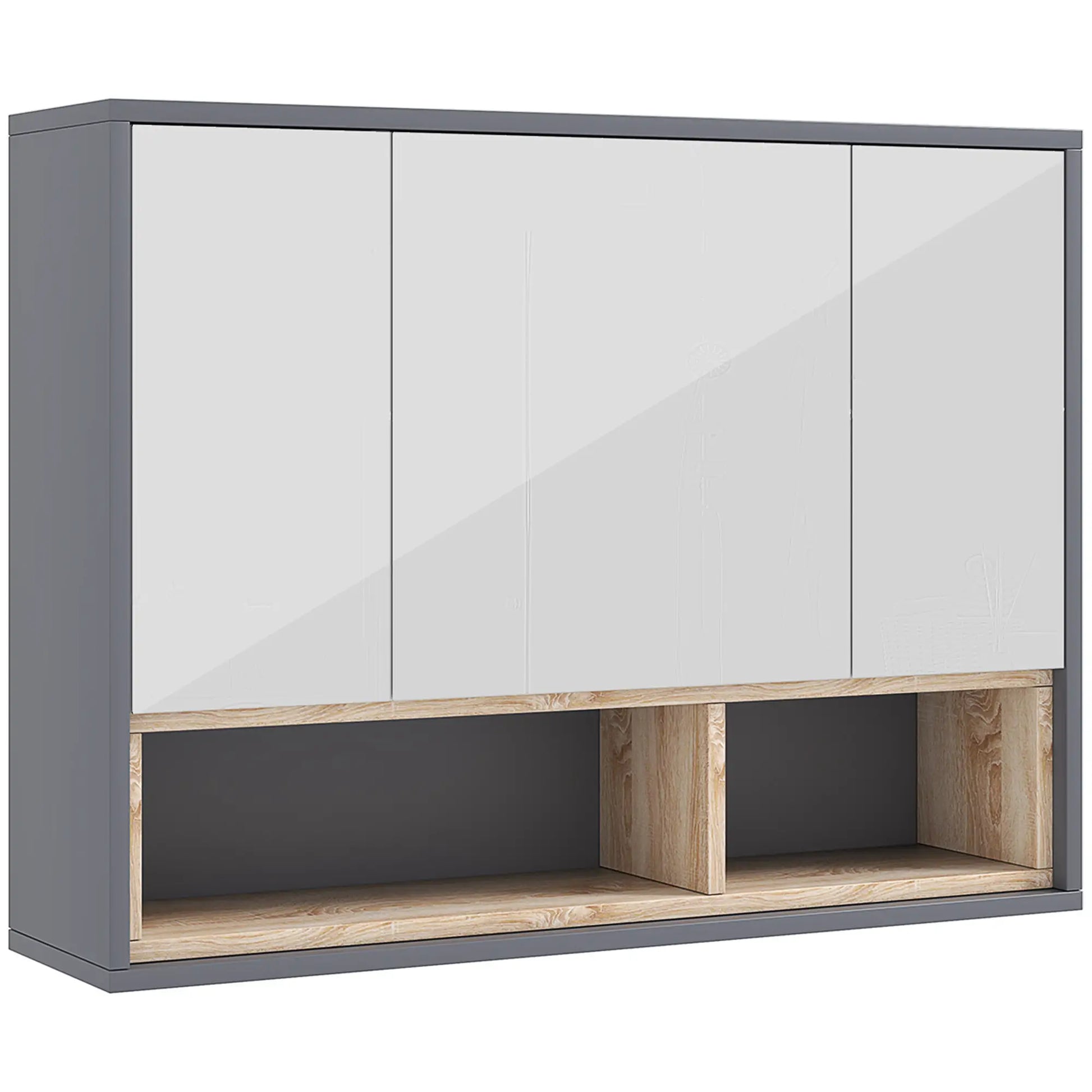 Wall Mounted Medicine Cabinet with Mirror, Shelves, Grey Mirror Medicine Cabinets at Gallery Canada