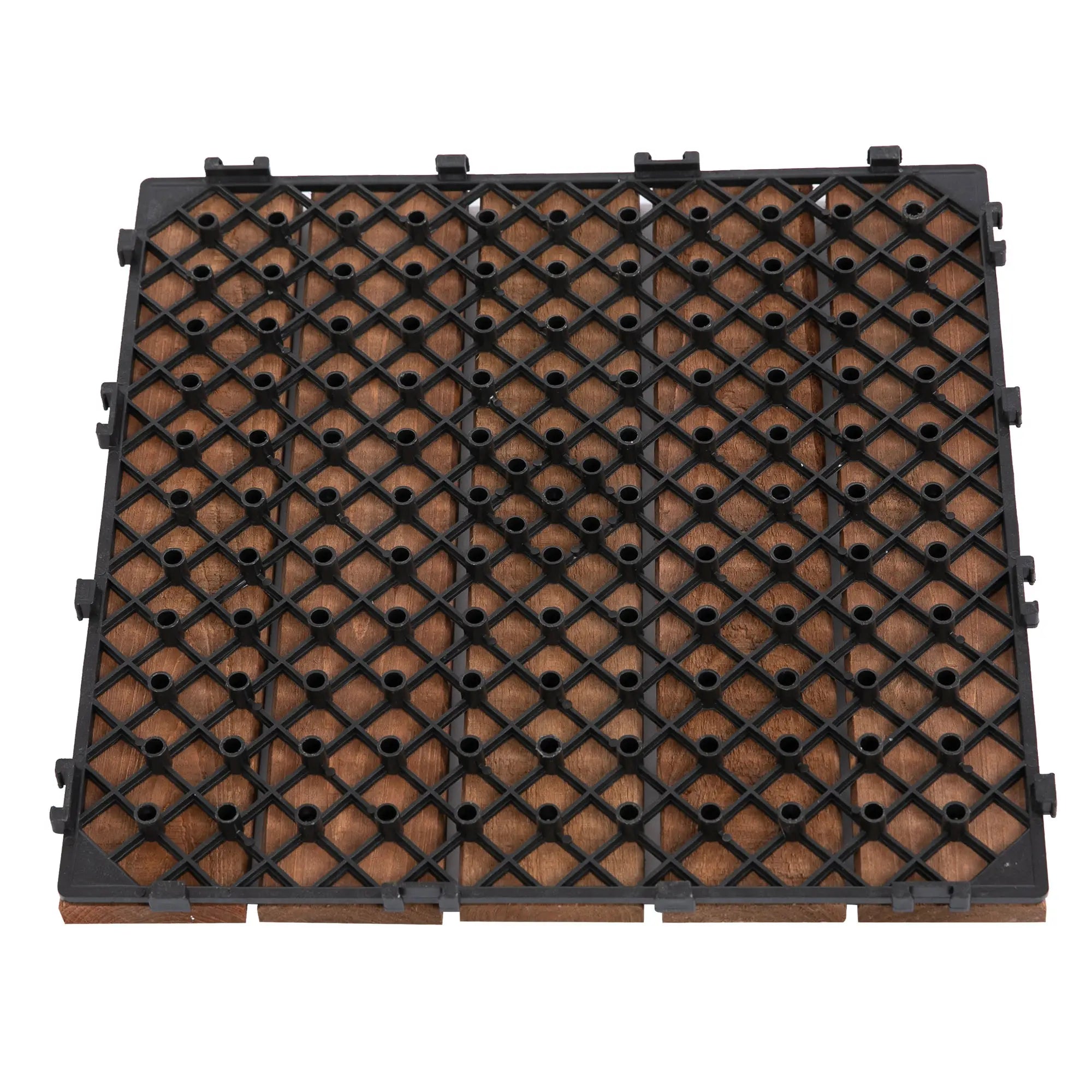 27 Pcs Wood Interlocking Deck Tiles, 12 x 12in, Tools Free Assembly, Brown Deck Tiles at Gallery Canada