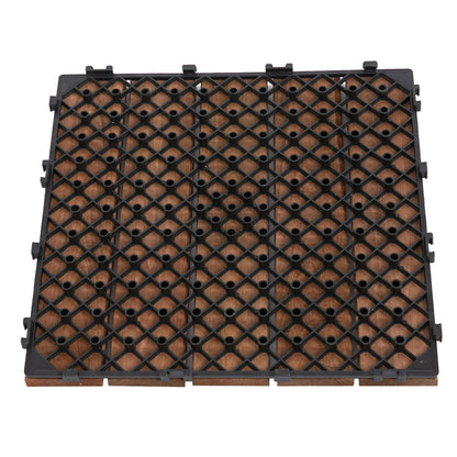 27 Pcs Wood Interlocking Deck Tiles, 12 x 12in, Tools Free Assembly, Brown Deck Tiles at Gallery Canada
