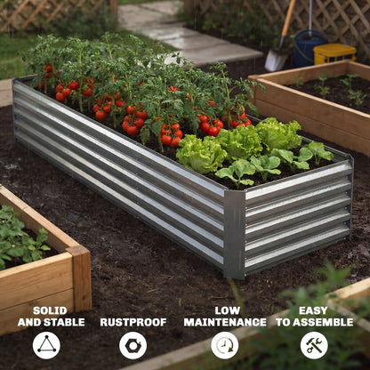 8 x 2.6 x 1.5ft Galvanized Raised Garden Bed, Reinforced Planter Box, Silver Galvanized Planter Boxes at Gallery Canada