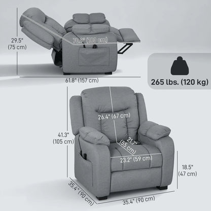 Massage Recliner Chair, Quiet Brushless Motor, Pet-Friendly Fabric, 2 Memory Positions, Grey Single Sofas at Gallery Canada