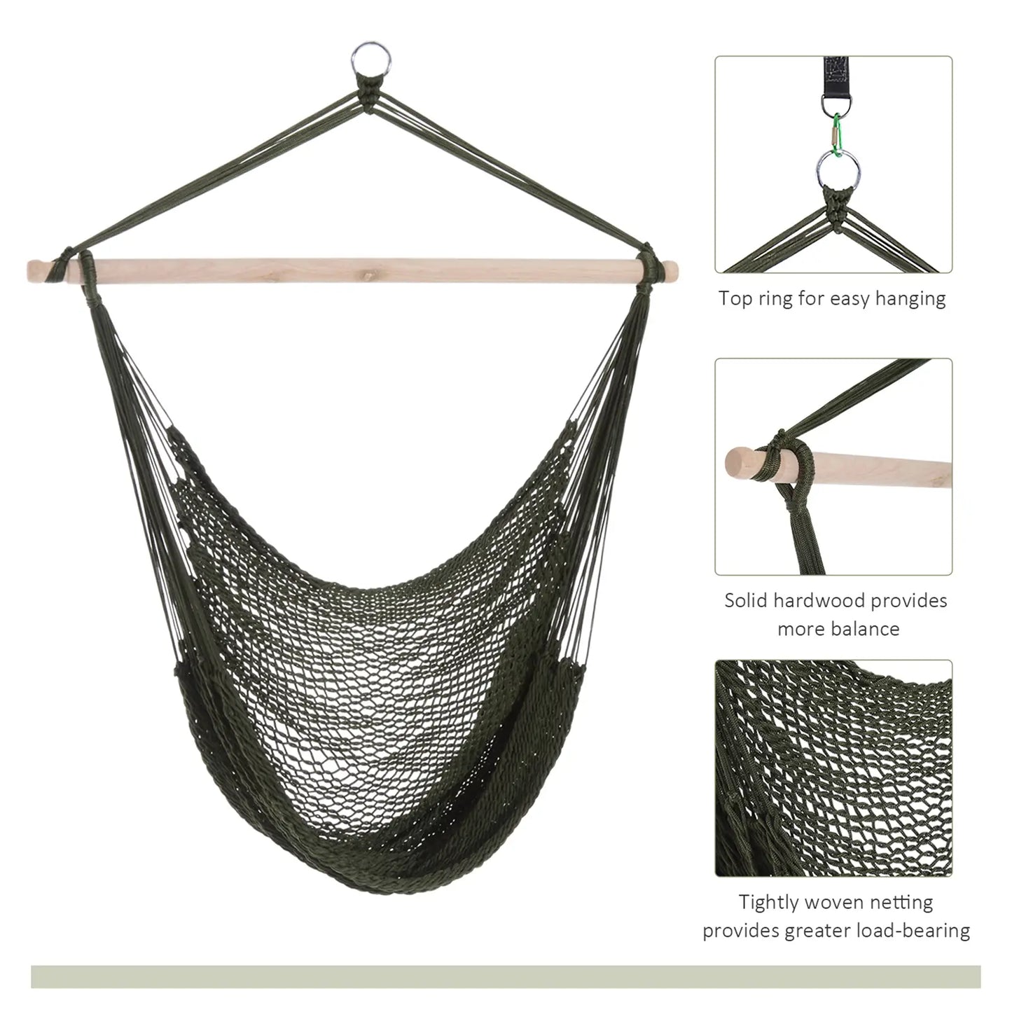 Portable Hammock Chair, Hanging Swing for Outdoor, Army Green Hammock Swings at Gallery Canada