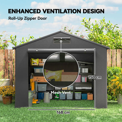 8' x 6' Portable Shed, Waterproof Bike Tent, Dark Grey