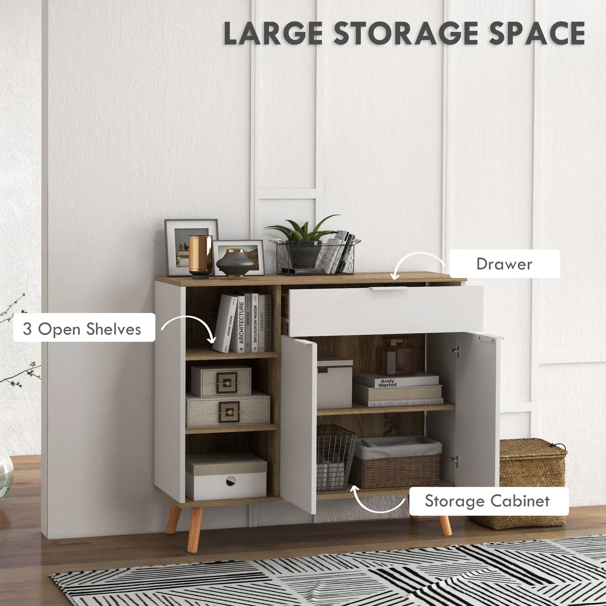 Modern Sideboard Cabinet, 2 Doors, Drawer, Adjustable Shelves Kitchen Pantry Cabinets at Gallery Canada