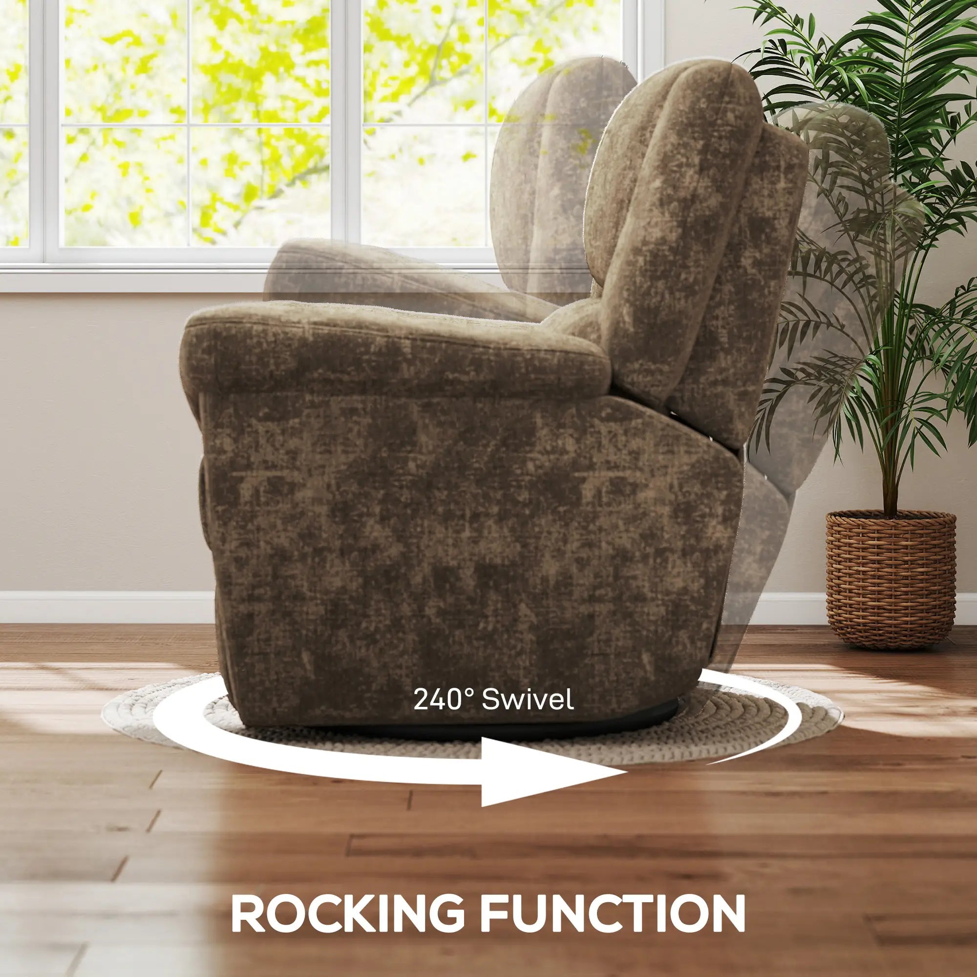 Fabric Recliner Chair, USB Ports, Swivel Rocking Footrest Sofas & Reclining Chairs at Gallery Canada