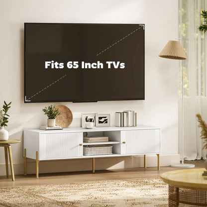 TV Stand for 65 Inch TVs, Entertainment Center with Shelves and Cabinets, White TV Stands at Gallery Canada