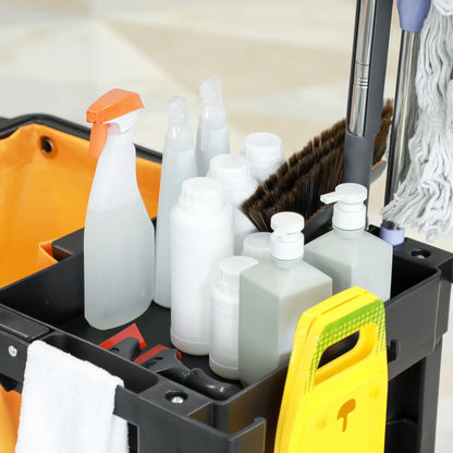 Janitorial Cart With 3 Shelves, Cleaning Cart On Wheels, Black Household Supplies at Gallery Canada