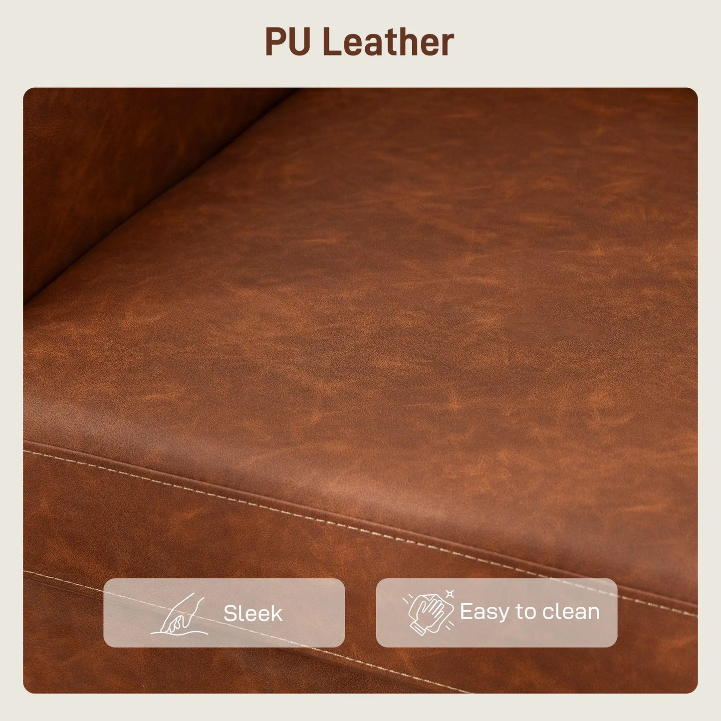 55" Loveseat Sofa, 2 Seater with Wood Legs, PU Leather, Brown 2-Seater Sofas at Gallery Canada