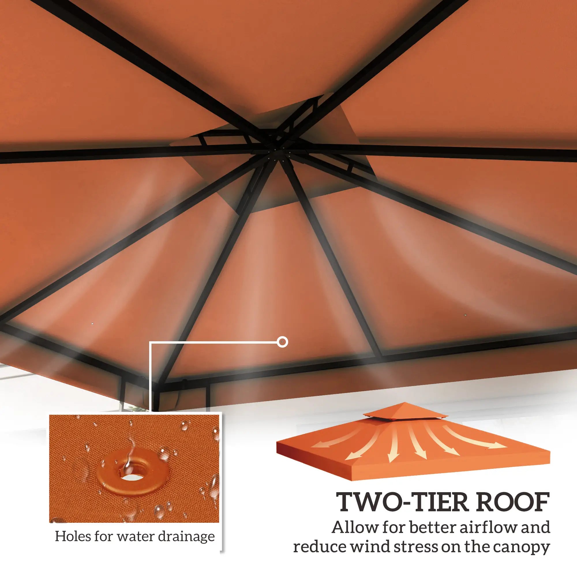 10' x 10' Square 2-Tier Gazebo Canopy Cover, Rust Red Gazebo Canopy Replacement at Gallery Canada