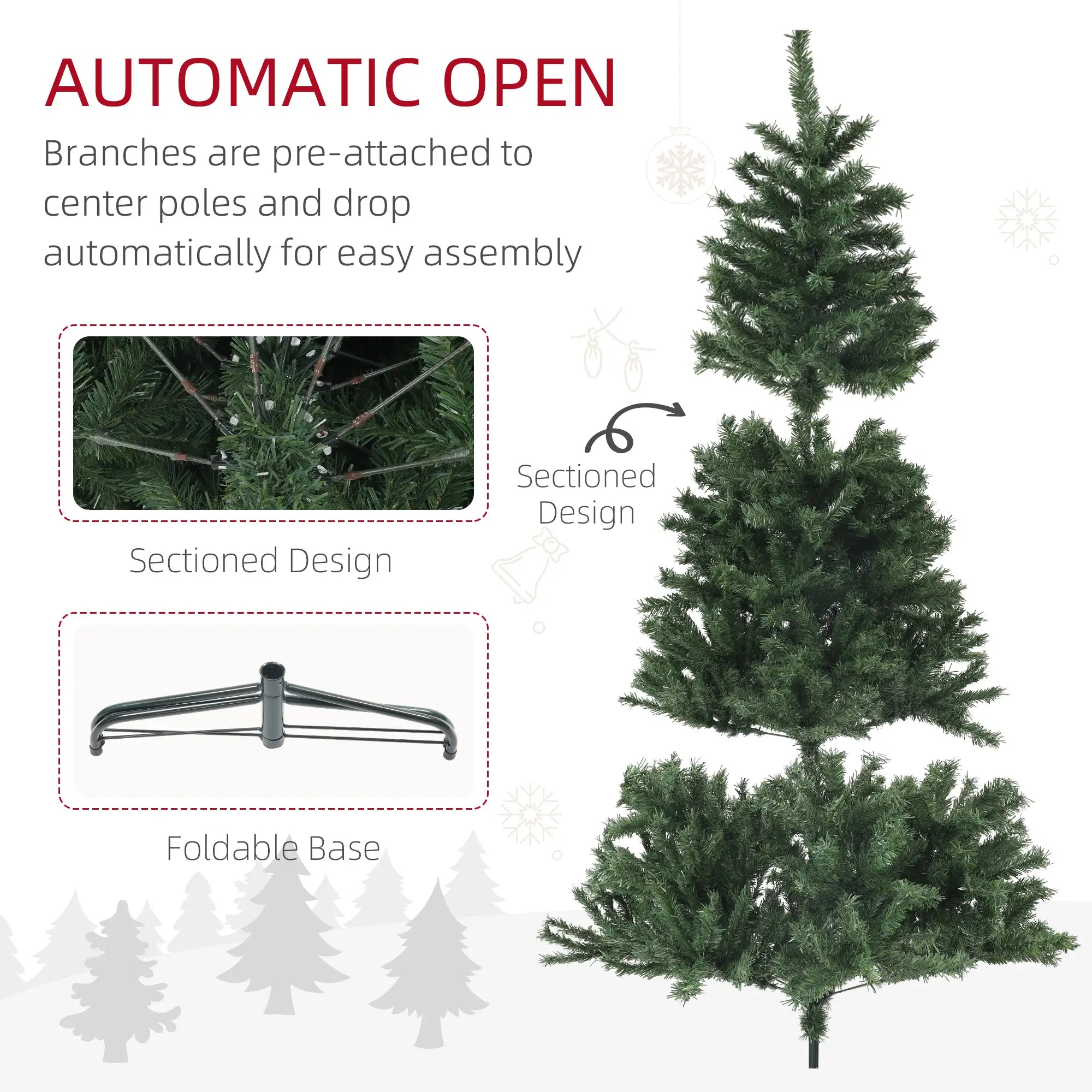 6ft Artificial Christmas Tree, Auto Open, Steel Base, Green Artificial Christmas Trees at Gallery Canada