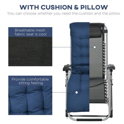 Folding Garden Chairs Set of 2, Reclining Zero Gravity, Dark Blue Lounger Chairs at Gallery Canada