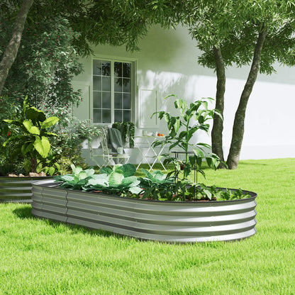 7' x 3' x 1' Galvanized Raised Garden Bed, Outdoor Planter Box, Silver Raised Garden Beds at Gallery Canada