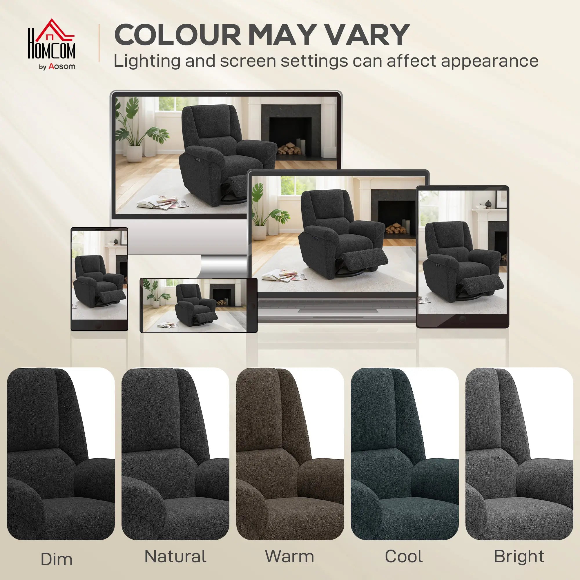 Power Recliner Chair, Fabric, USB Ports, Swivel & Rocking, Black Sofas & Reclining Chairs at Gallery Canada