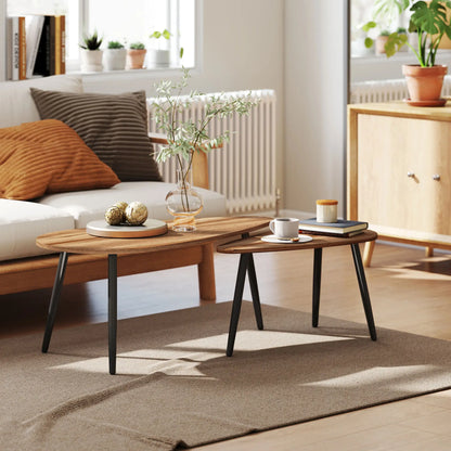 2 Pc Coffee Table Set, Industrial Nest Tables, Steel Legs, Brown Coffee Tables at Gallery Canada