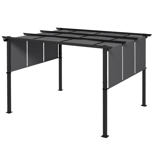 10' x 12' Metal Pergola, Retractable Canopy, Garden Patio Backyard Deck