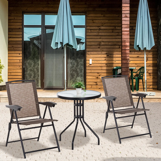 Folding Outdoor Bistro Set, Patio Table and Chairs, Brown Bistro Sets Brown at Gallery Canada