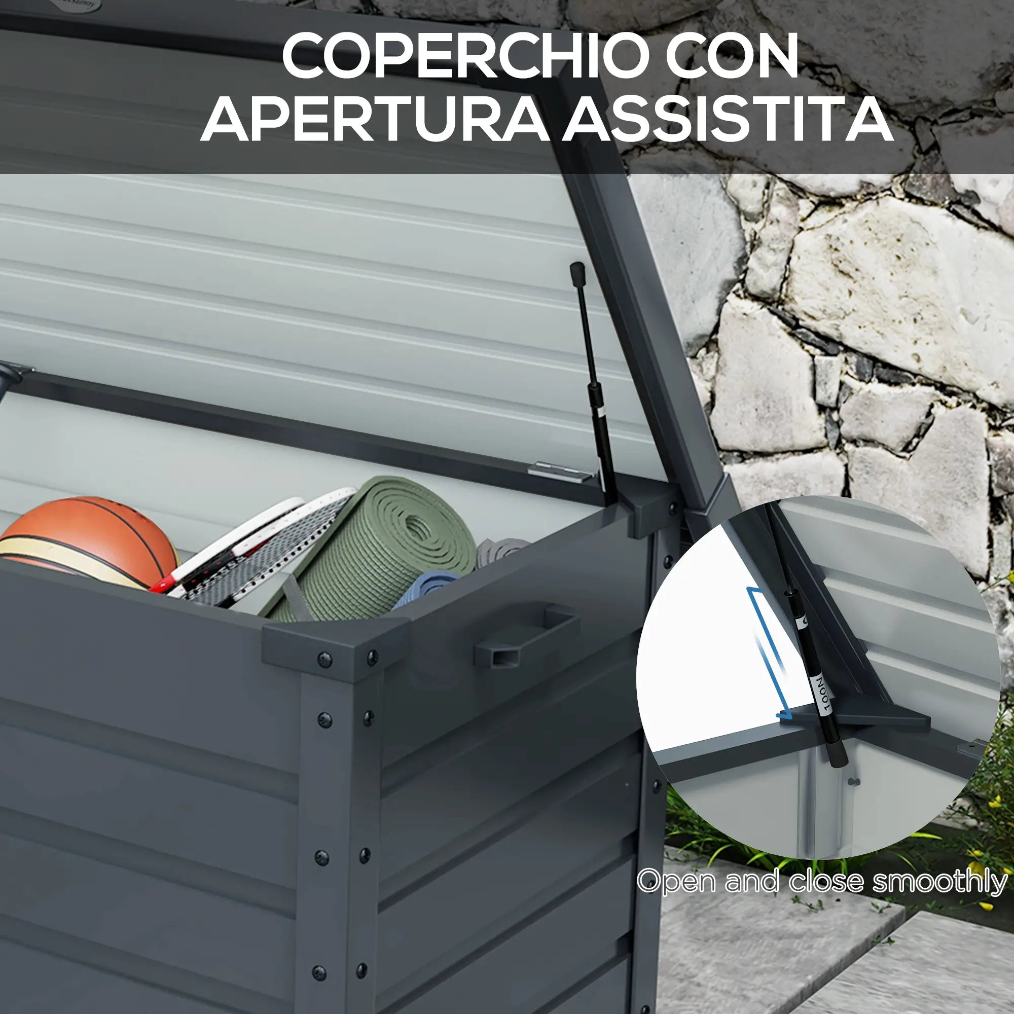 78 Gallon Waterproof Outdoor Storage Box With Wheels, Dark Grey Patio Storage Boxes at Gallery Canada