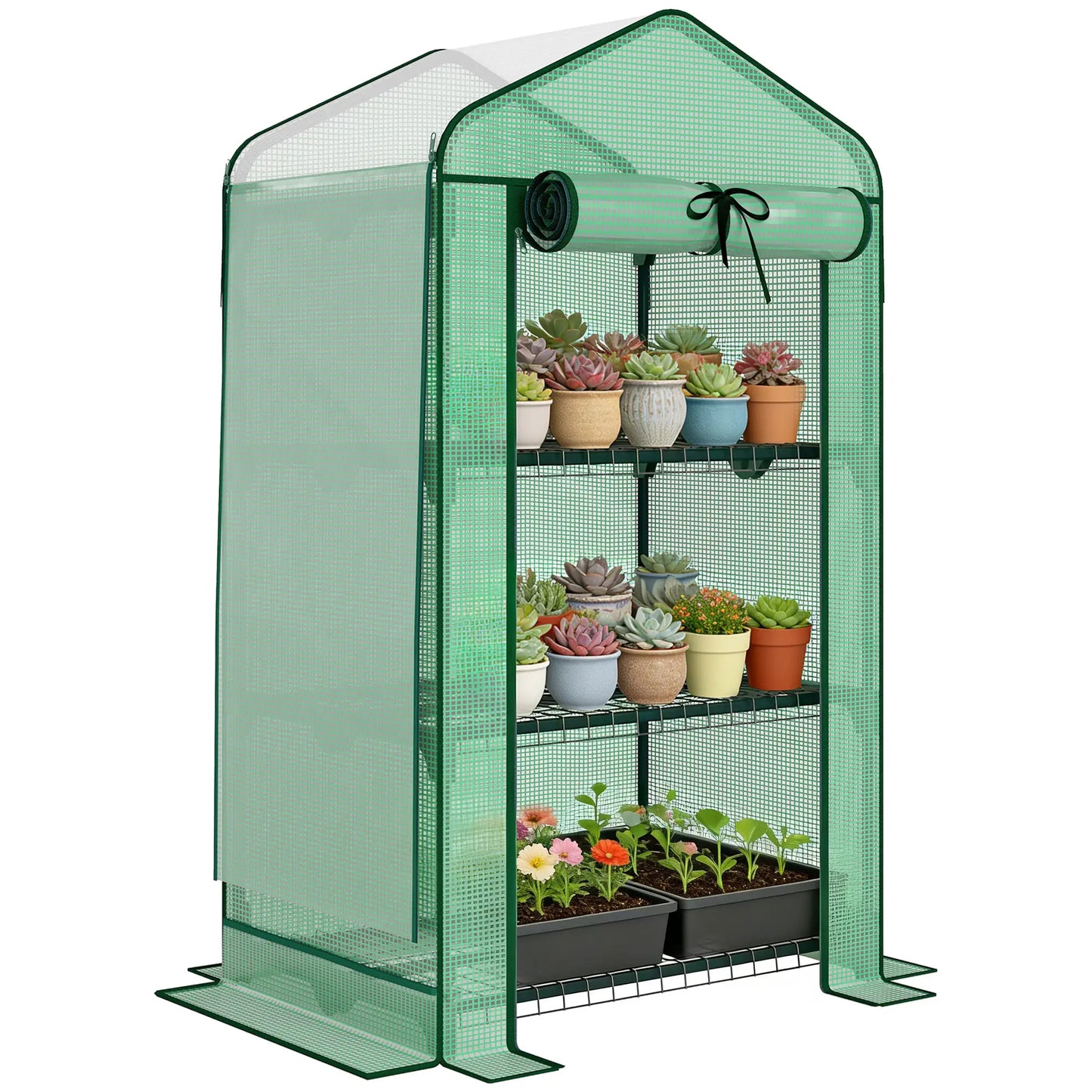 Mini Greenhouse, 27.6" x 19.7" x 50", Screen Roof, Roll-Up Door, Green Portable Greenhouses at Gallery Canada