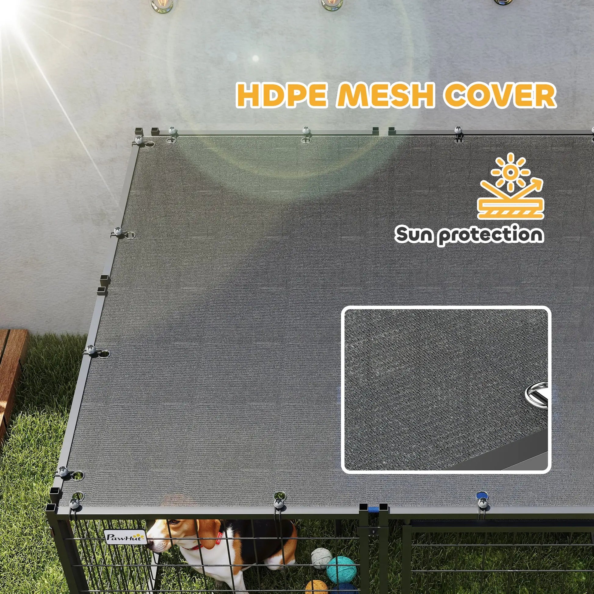 Outdoor Dog Run, Adjustable Rotatable Bowls, Sun-Shade Cover, 4.6' x 4.6' x 3.7' Houses, Kennels & Pens at Gallery Canada