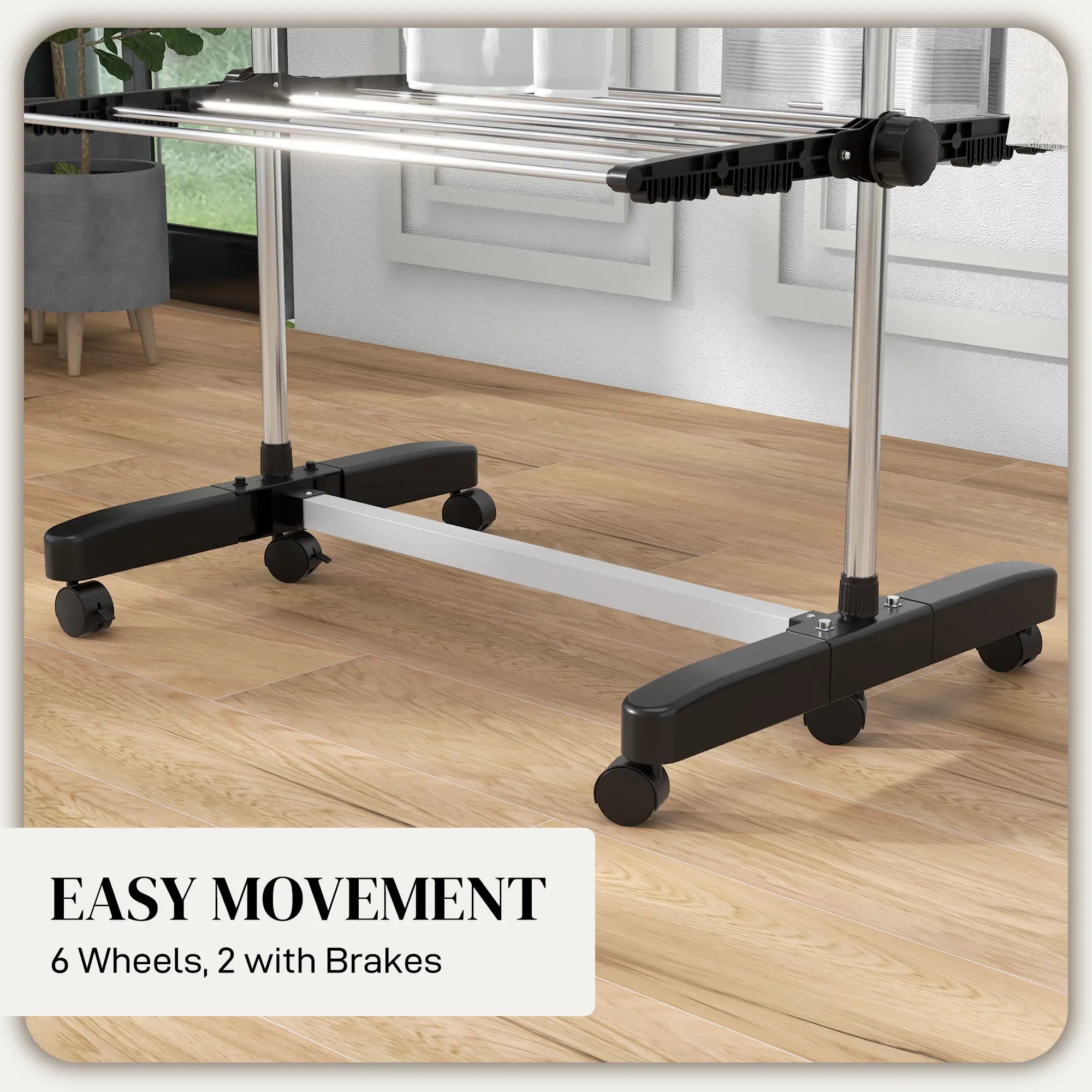 Stainless Steel Folding Clothes Drying Rack, Side Wings, Castors, Indoor Outdoor, Black Bath Accessories at Gallery Canada