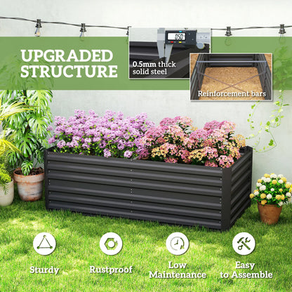 Galvanized Raised Garden Bed, Steel Outdoor Planter, 71" x 35" x 23", Black Raised Garden Beds at Gallery Canada
