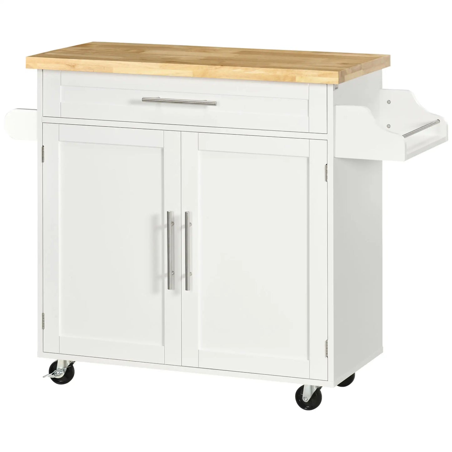 Kitchen Island with Storage, Adjustable Shelf, Drawer, Spice Rack, White Kitchen Islands & Kitchen Carts at Gallery Canada