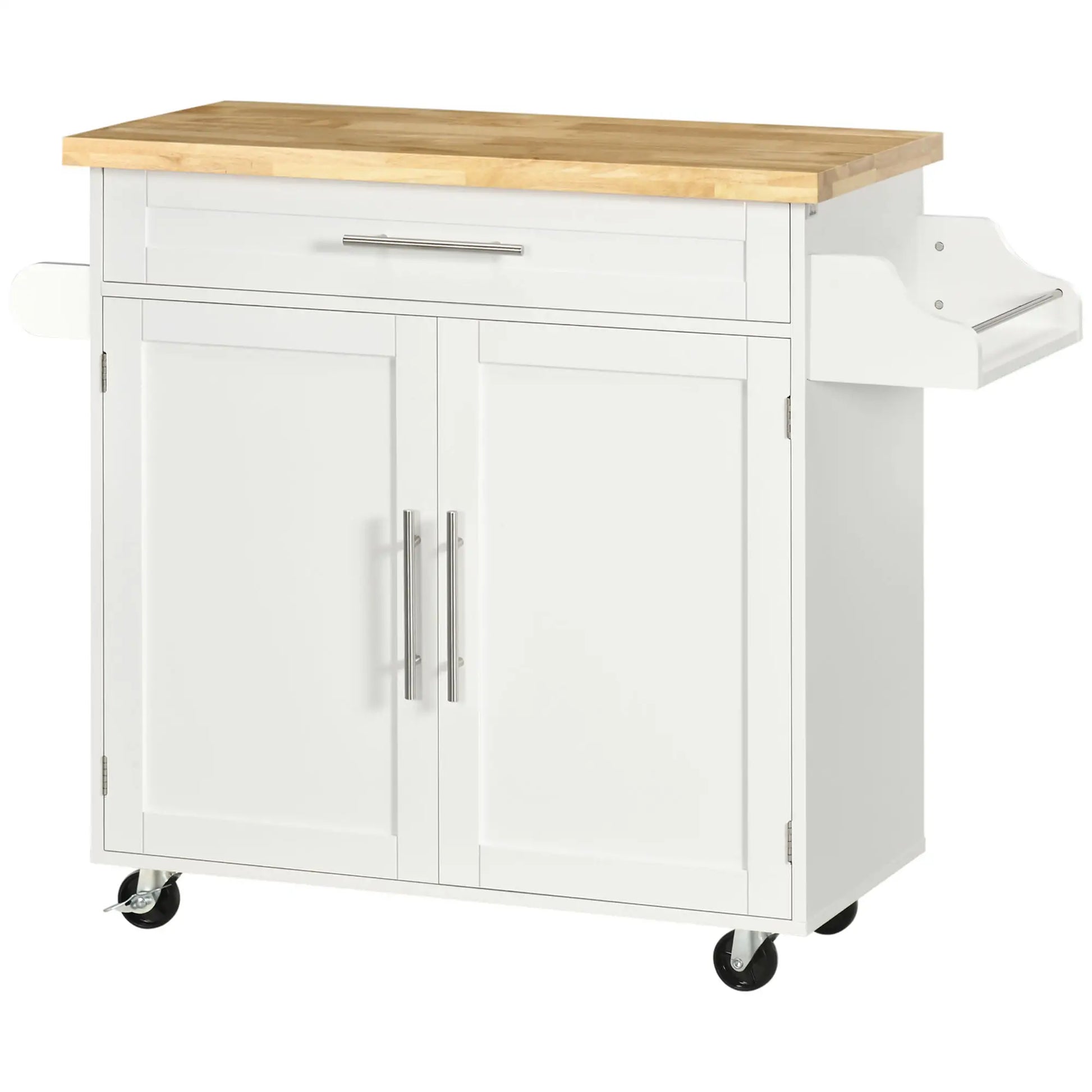 Kitchen Island with Storage, Adjustable Shelf, Drawer, Spice Rack, White Kitchen Islands & Kitchen Carts at Gallery Canada
