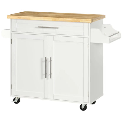 Kitchen Island with Storage, Adjustable Shelf, Drawer, Spice Rack, White Kitchen Islands & Kitchen Carts at Gallery Canada