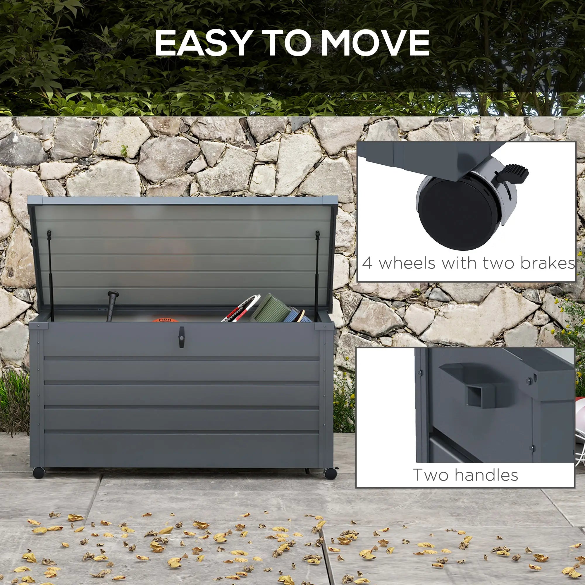 82 Gallon Garden Storage Box, Waterproof, Dark Grey Patio Storage Boxes at Gallery Canada