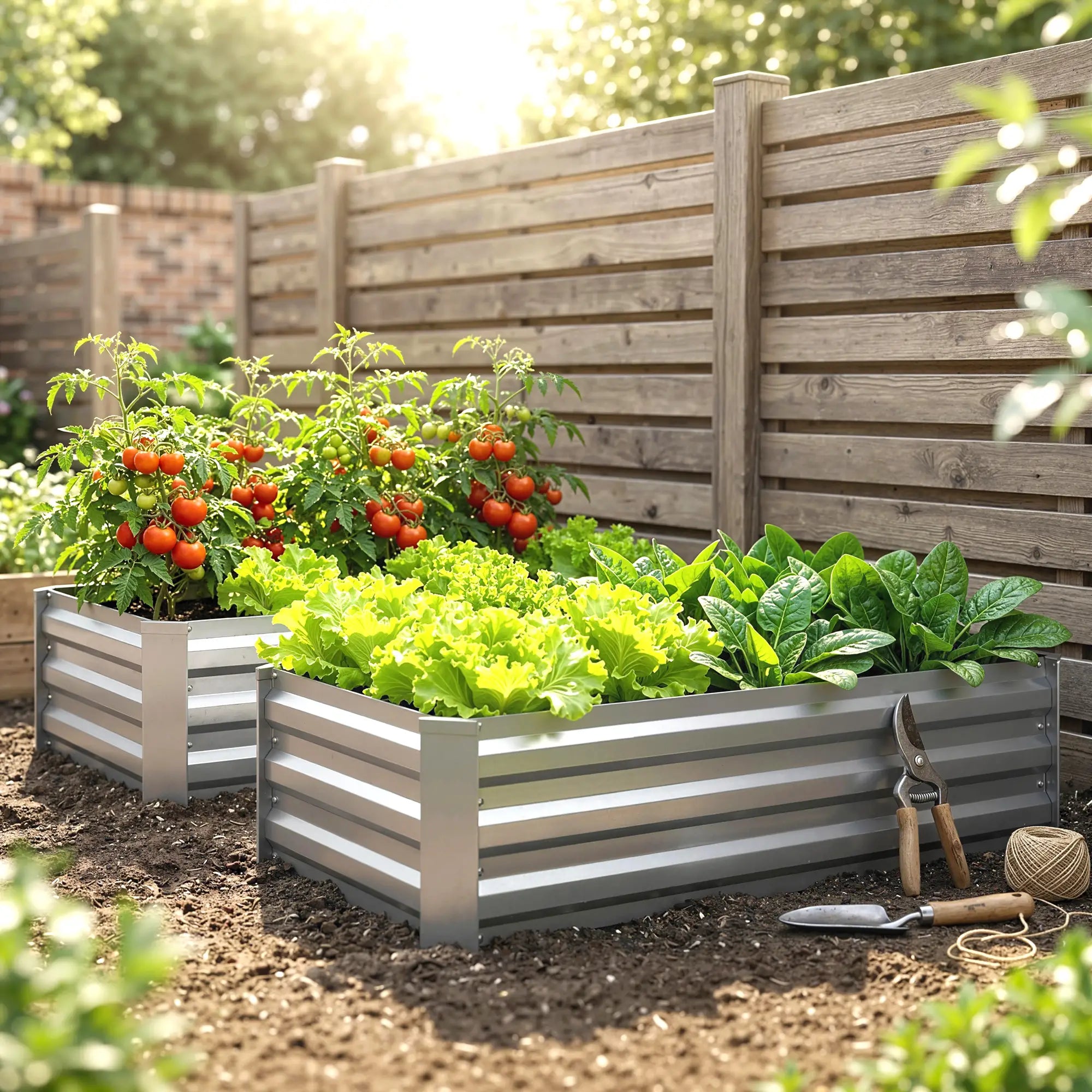 Set of 2 Galvanized Raised Garden Beds, Outdoor Planter Box, Light Grey Raised Garden Beds at Gallery Canada