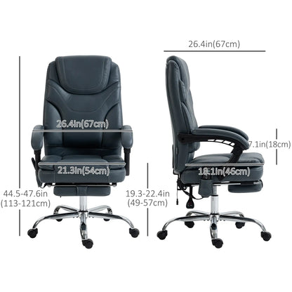 6 Point Vibration Massage Office Chair, PU Leather, Heated, Reclining, Grey Massage Chairs at Gallery Canada