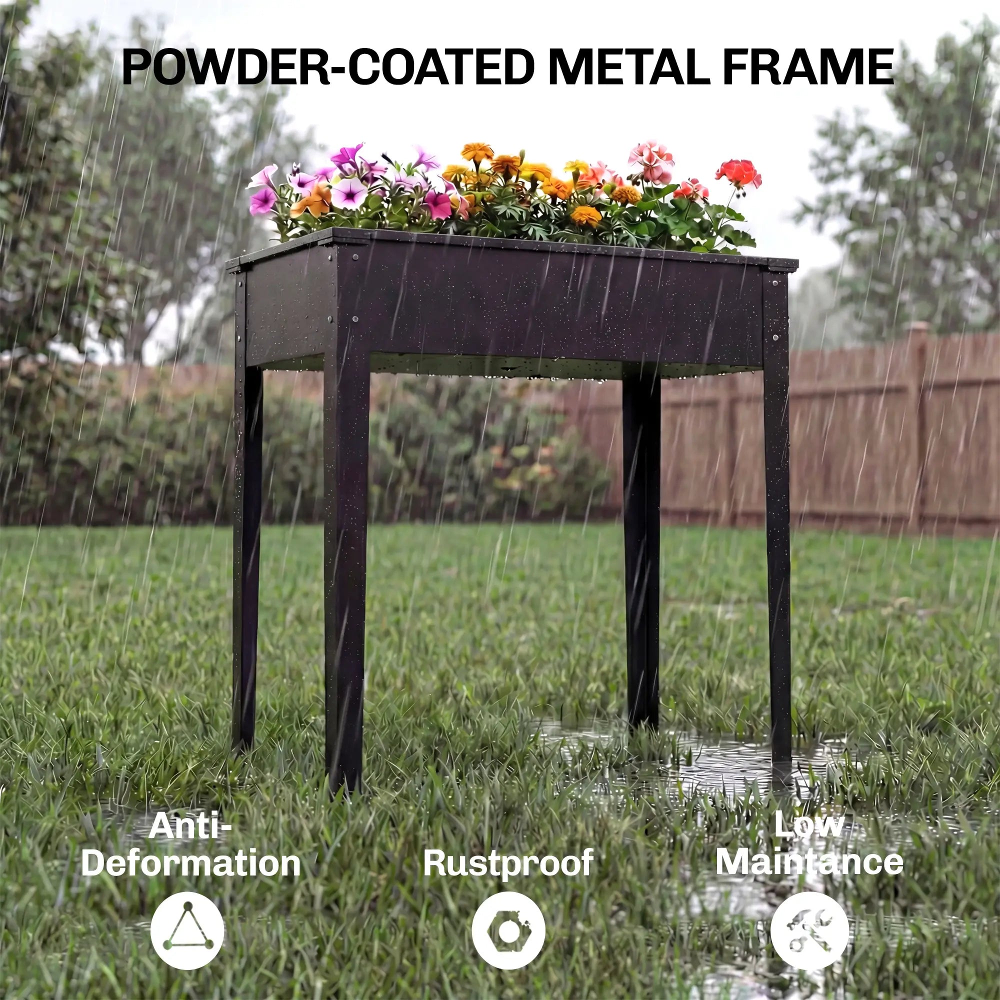 Metal Raised Garden Bed On Legs, With Drainage Hole, Black Elevated Garden Beds at Gallery Canada